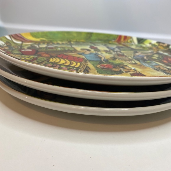 3 Effetti D'Arte Plate Platter Dish Outdoor Farm Market Scene Made In Italy 11" - Picture 8 of 8